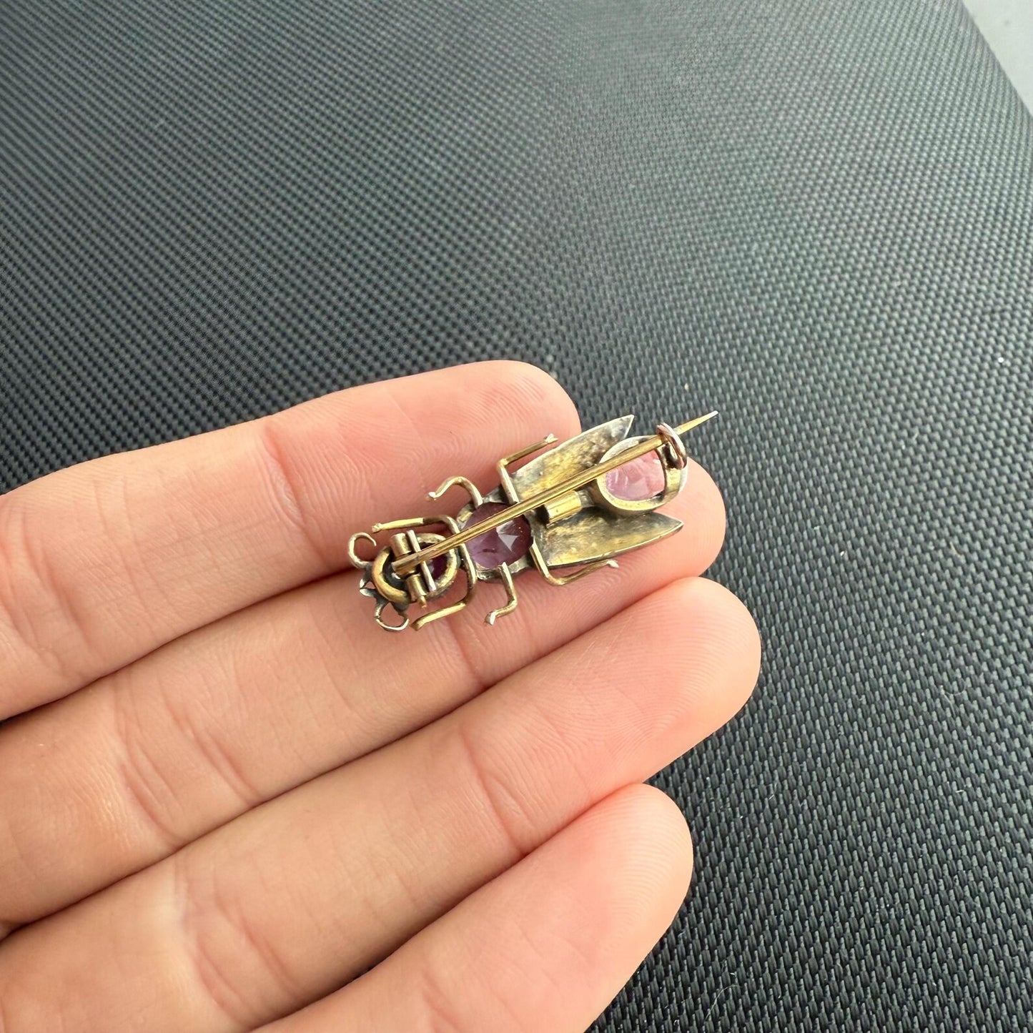 Antique 15ct Gold Amethyst and Pearl Insect Fly Brooch