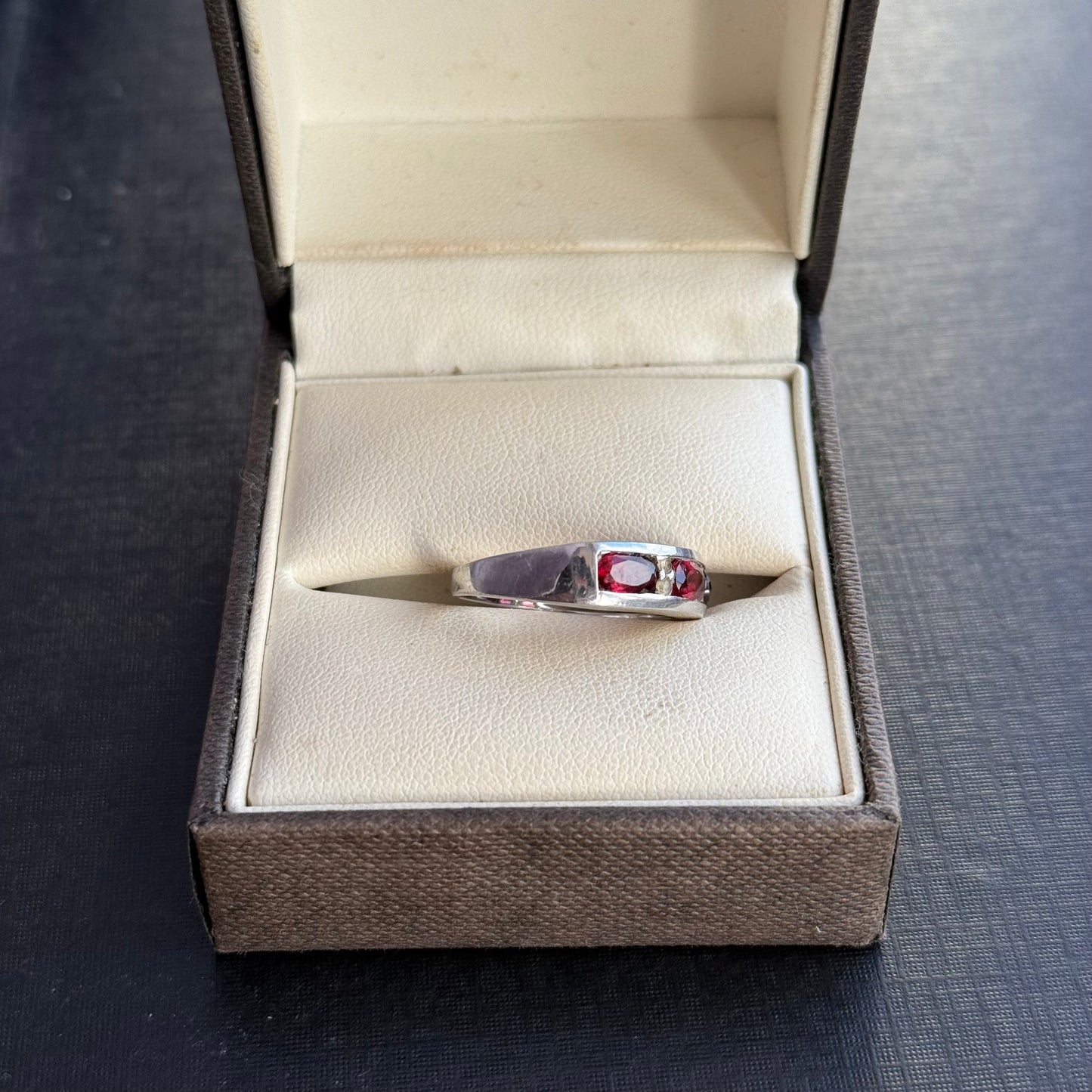 Sterling Silver Garnet Ring.