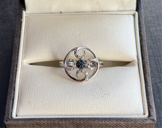 Sterling Silver Blue Diamond Ring