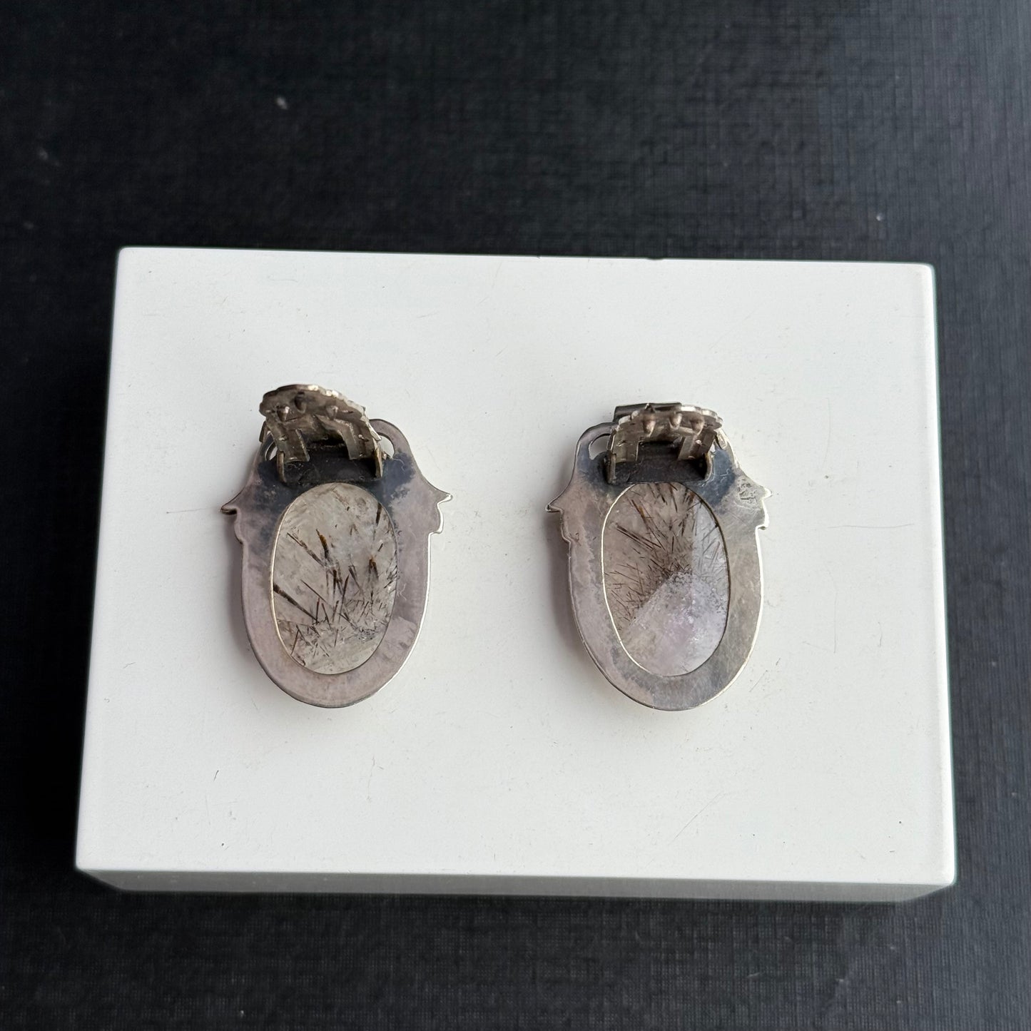 Sterling Silver Quartz Clip on Earrings