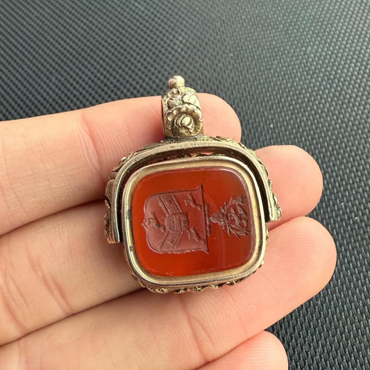 Very Heavy Antique 9ct Gold Carnelian Seal Fob