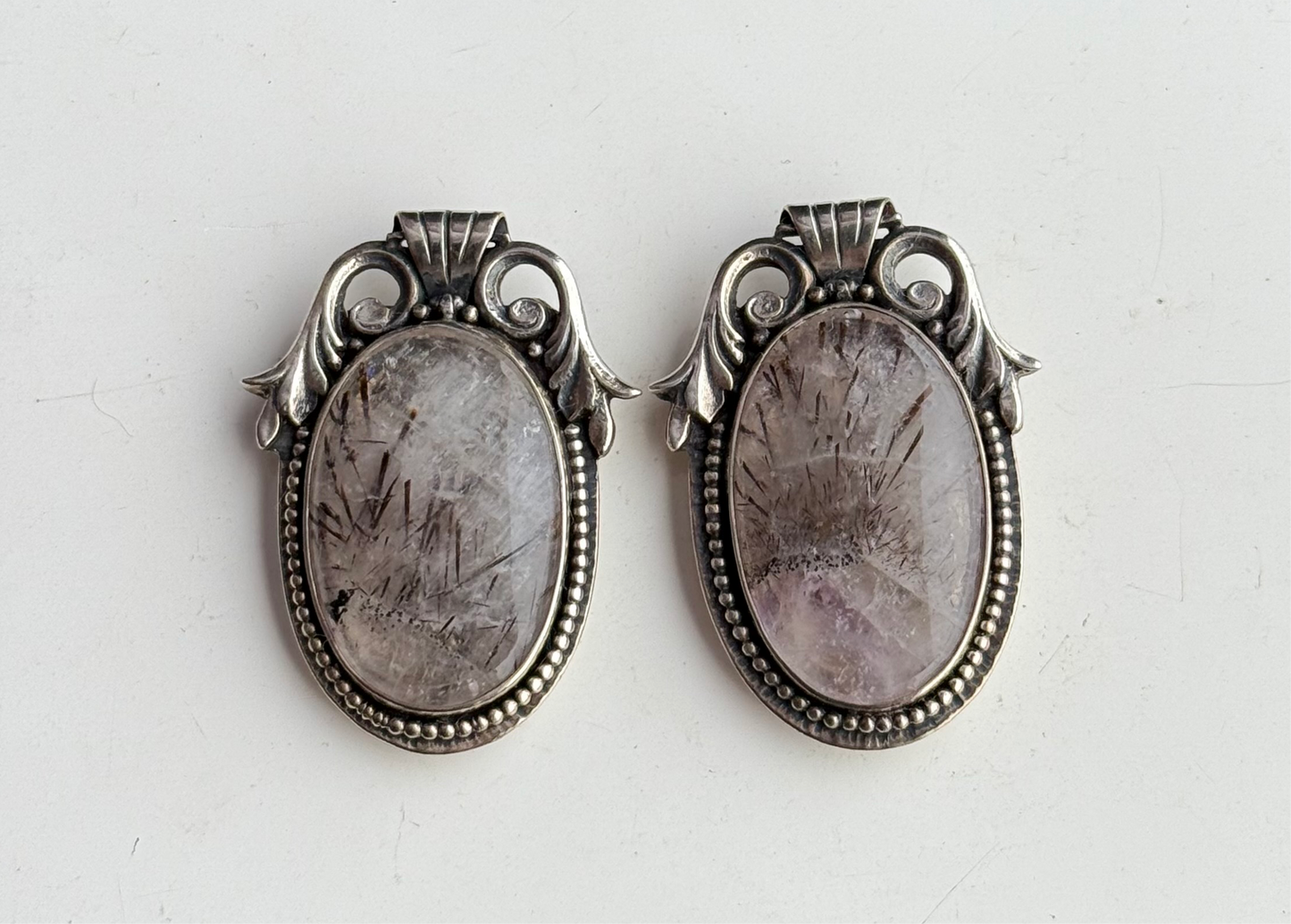 Sterling Silver Quartz Clip on Earrings