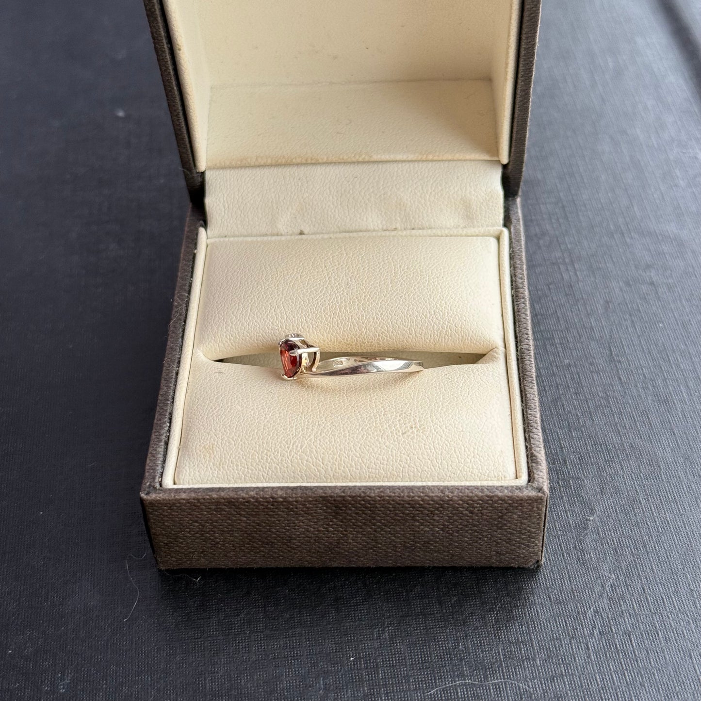 Sterling Silver Garnet Diamond Heart Ring.