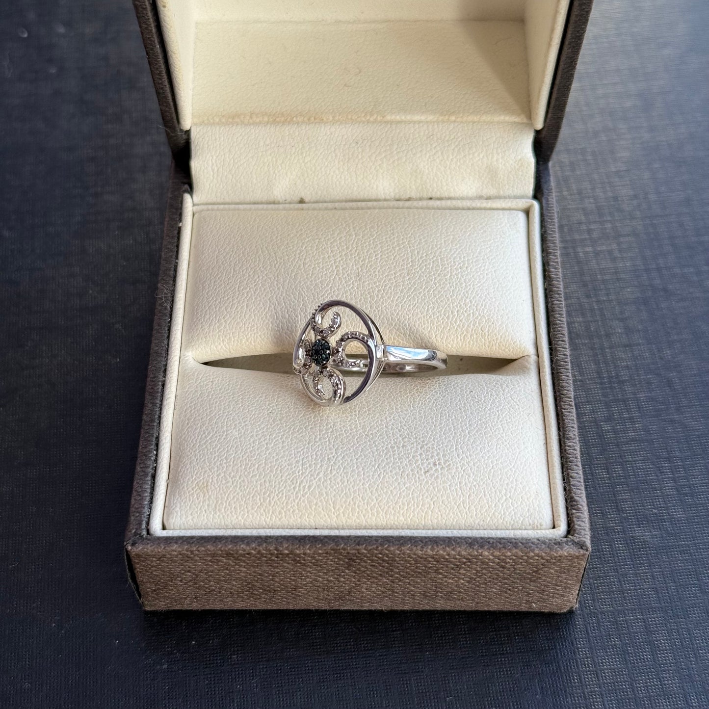 Sterling Silver Blue Diamond Ring