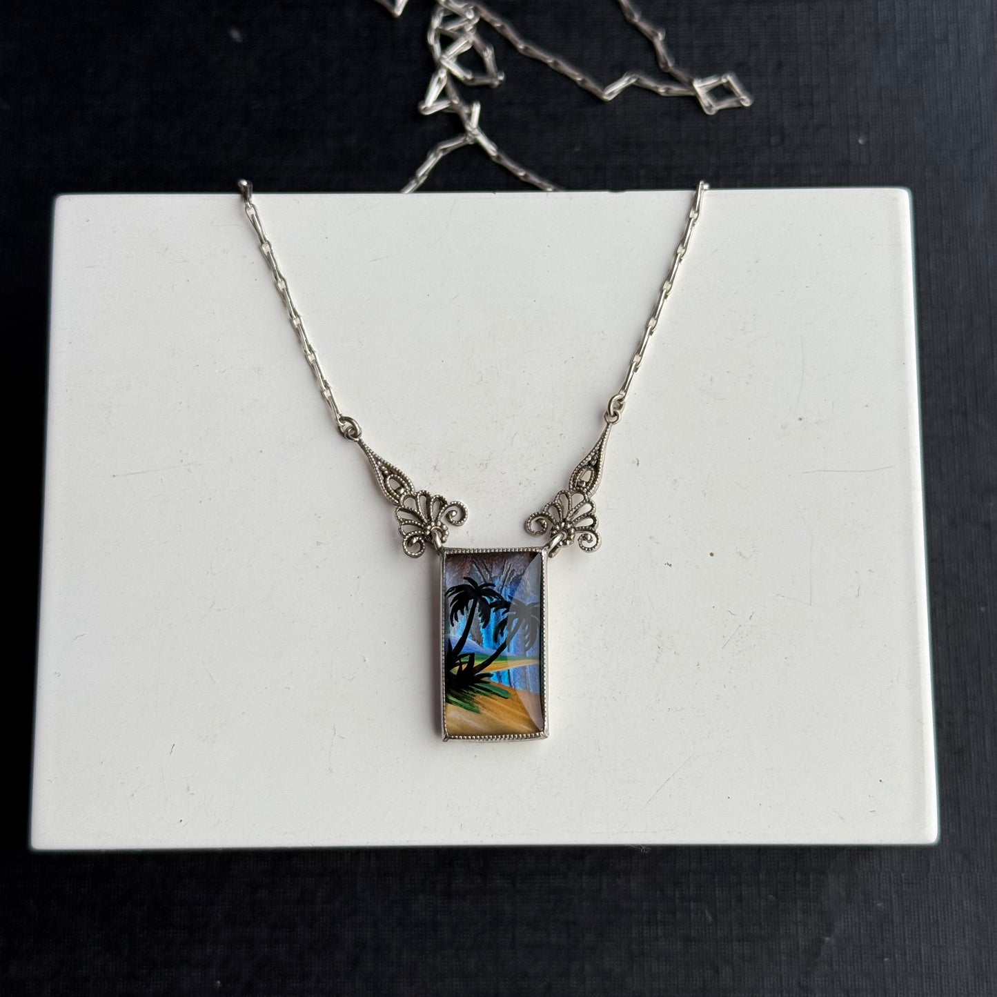 Art Deco Sterling Silver Butterfly Necklace.