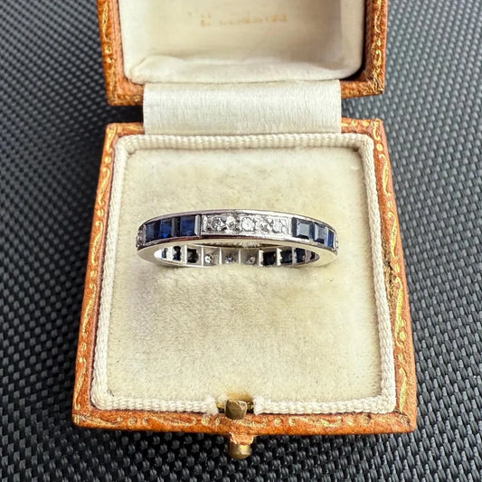 18ct White Gold Sapphire and Diamond Eternity Ring, Size 7.75 US | P UK