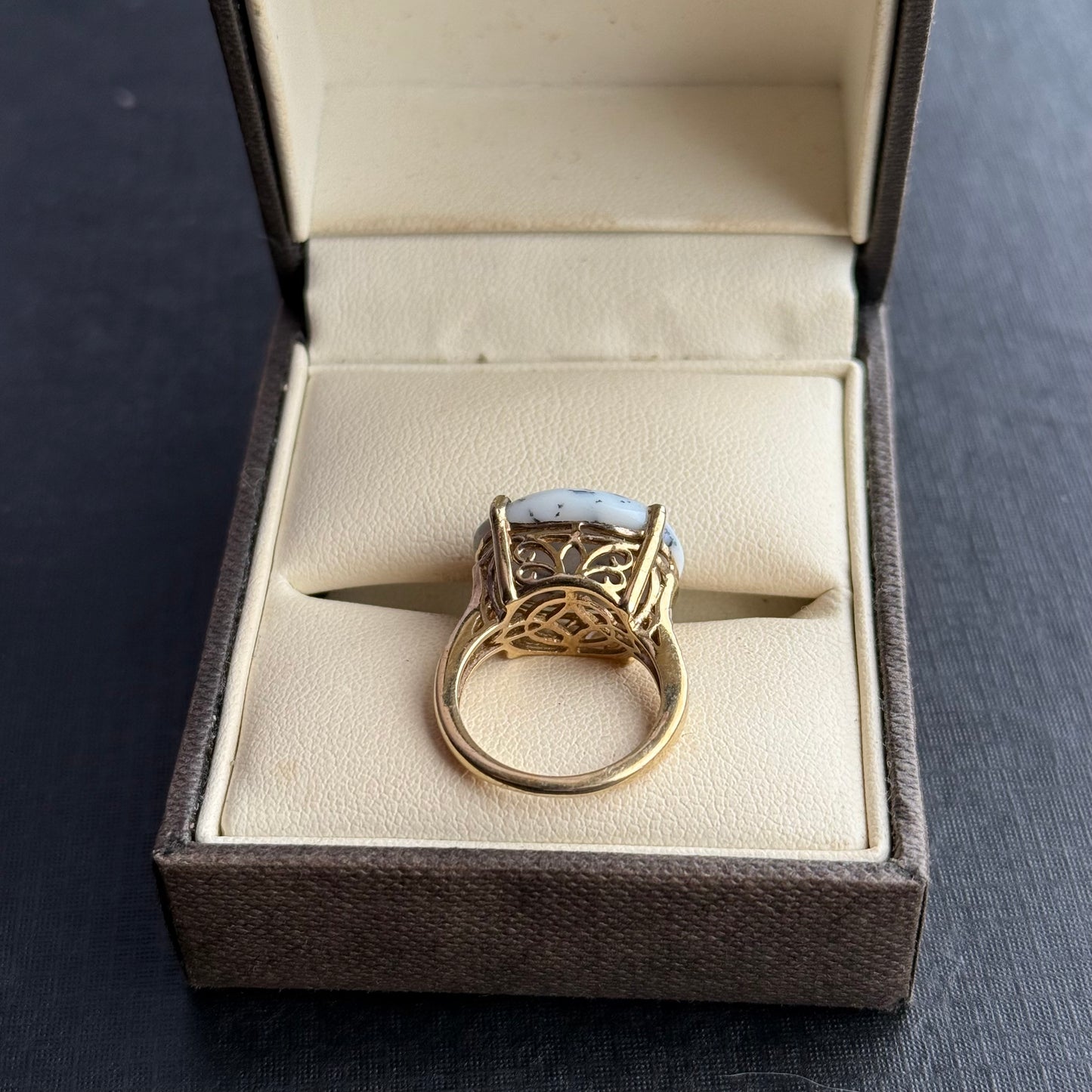 Sterling Silver Gilt White Gem & Diamond Ring