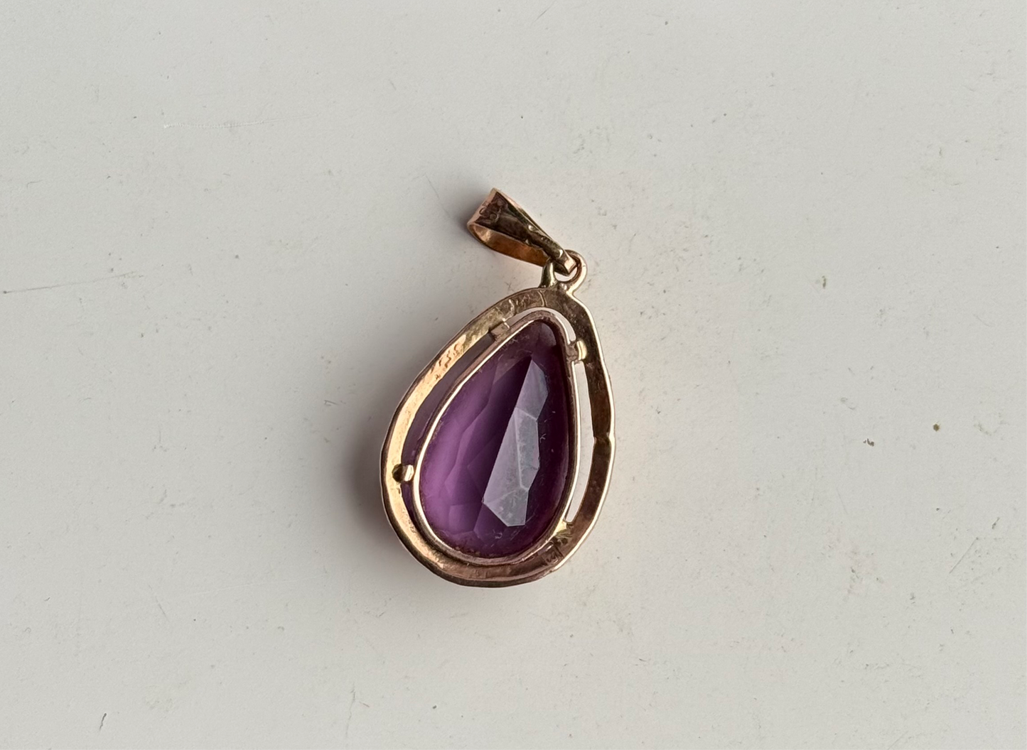 9ct Gold Amethyst Tear Drop Pendant