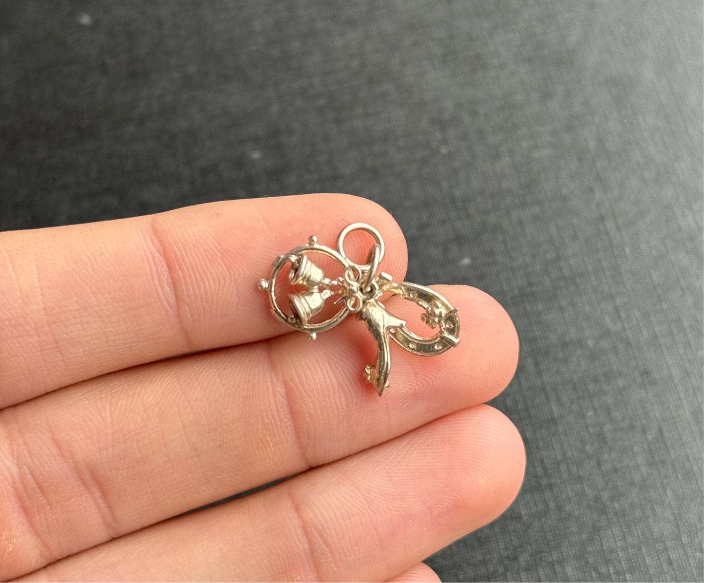 Sterling Silver Horseshoe, Bells and Shoe Charm