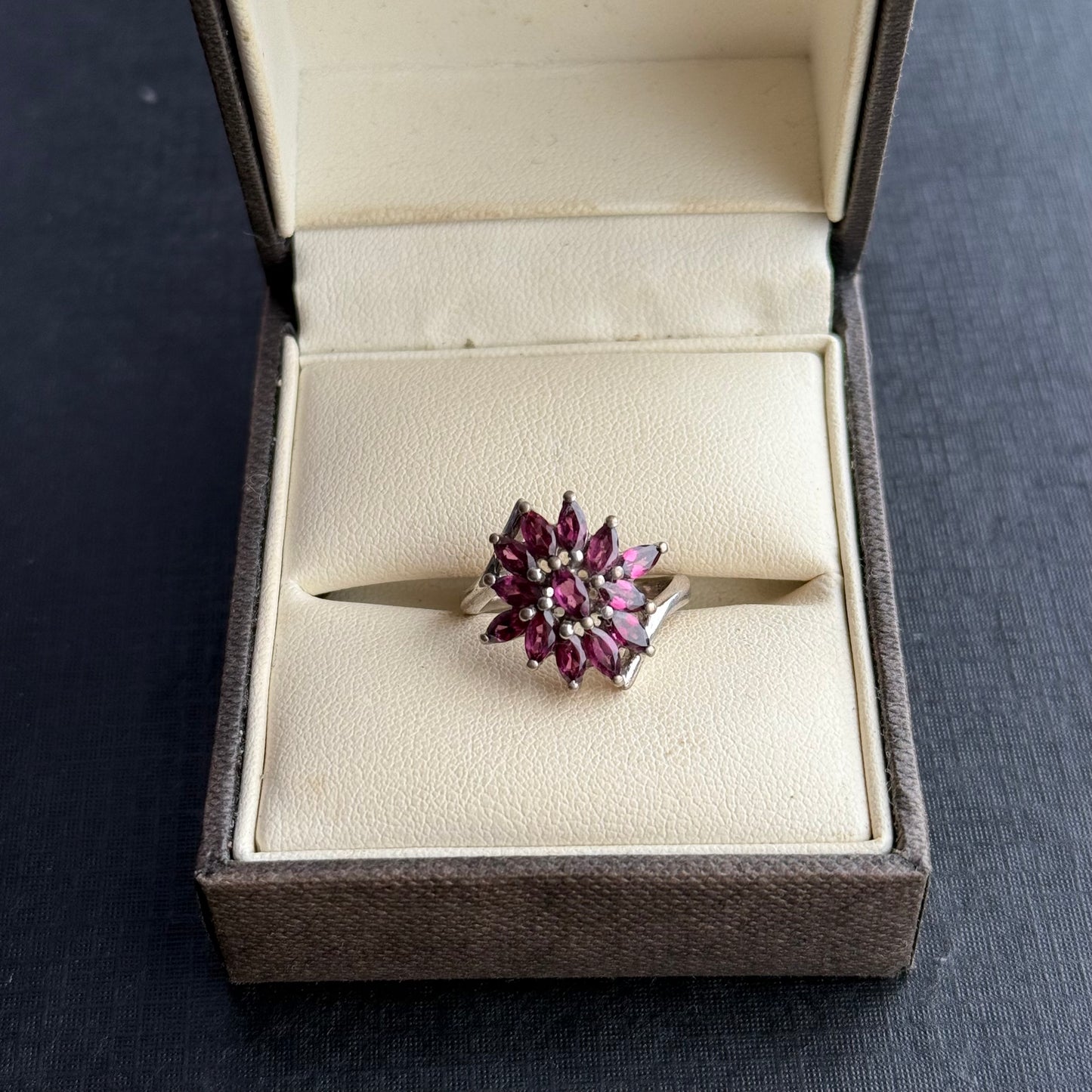 Sterling Silver Amethyst Cluster Ring.