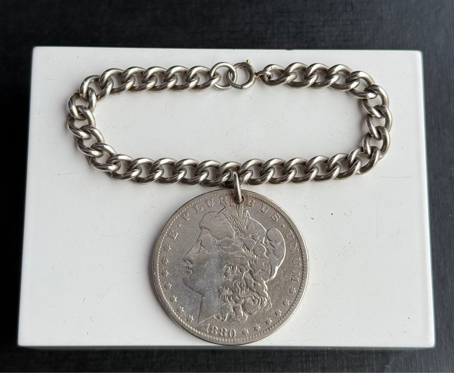 Sterling Silver Liberty One Dollar Coin Bracelet