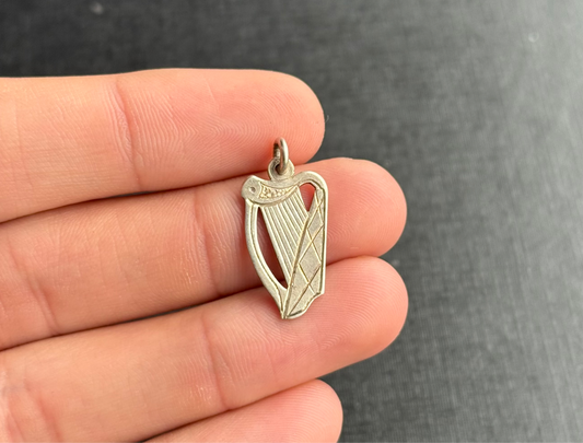 Irish Sterling Silver Harp Charm, Dublin 1960.