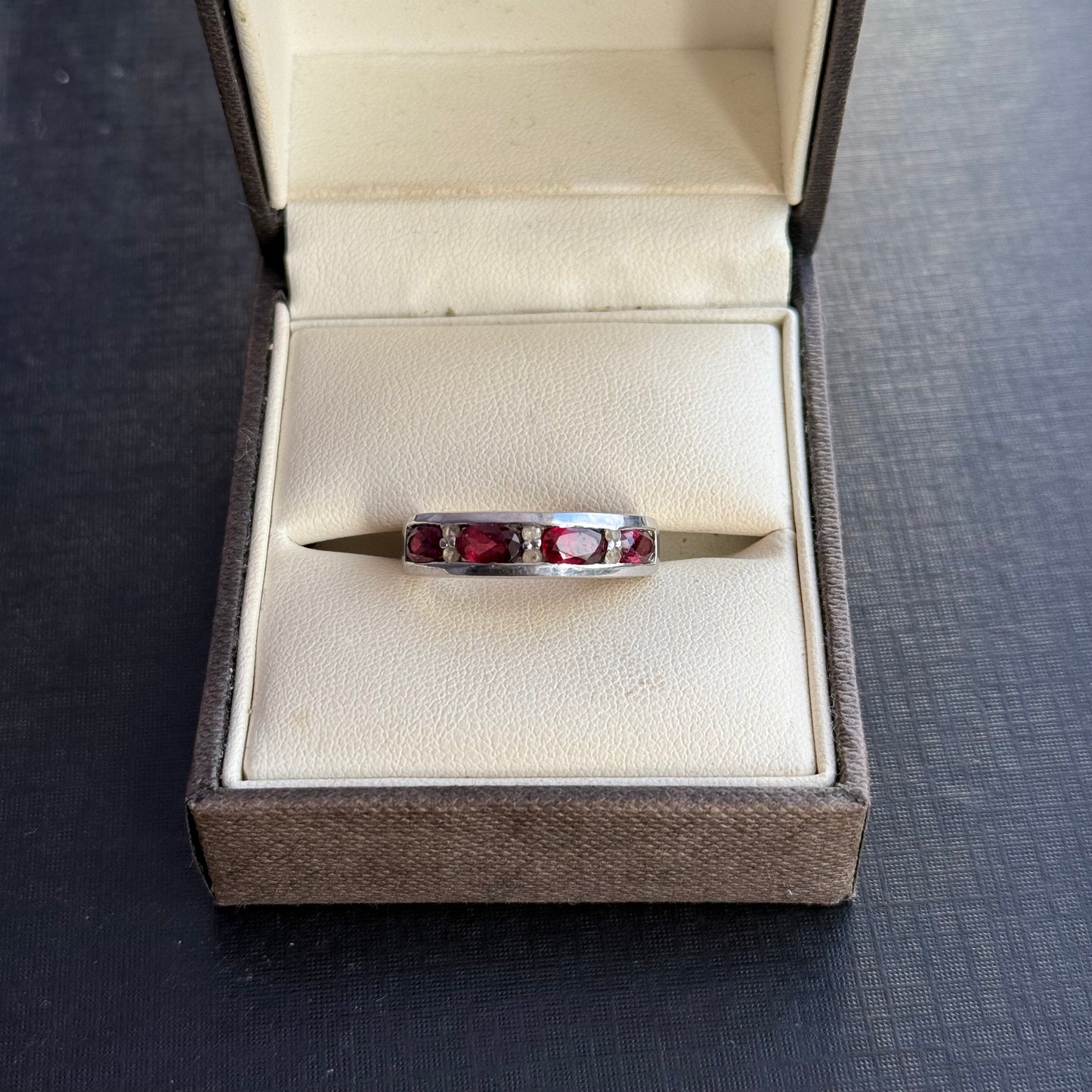 Sterling Silver Garnet Ring.