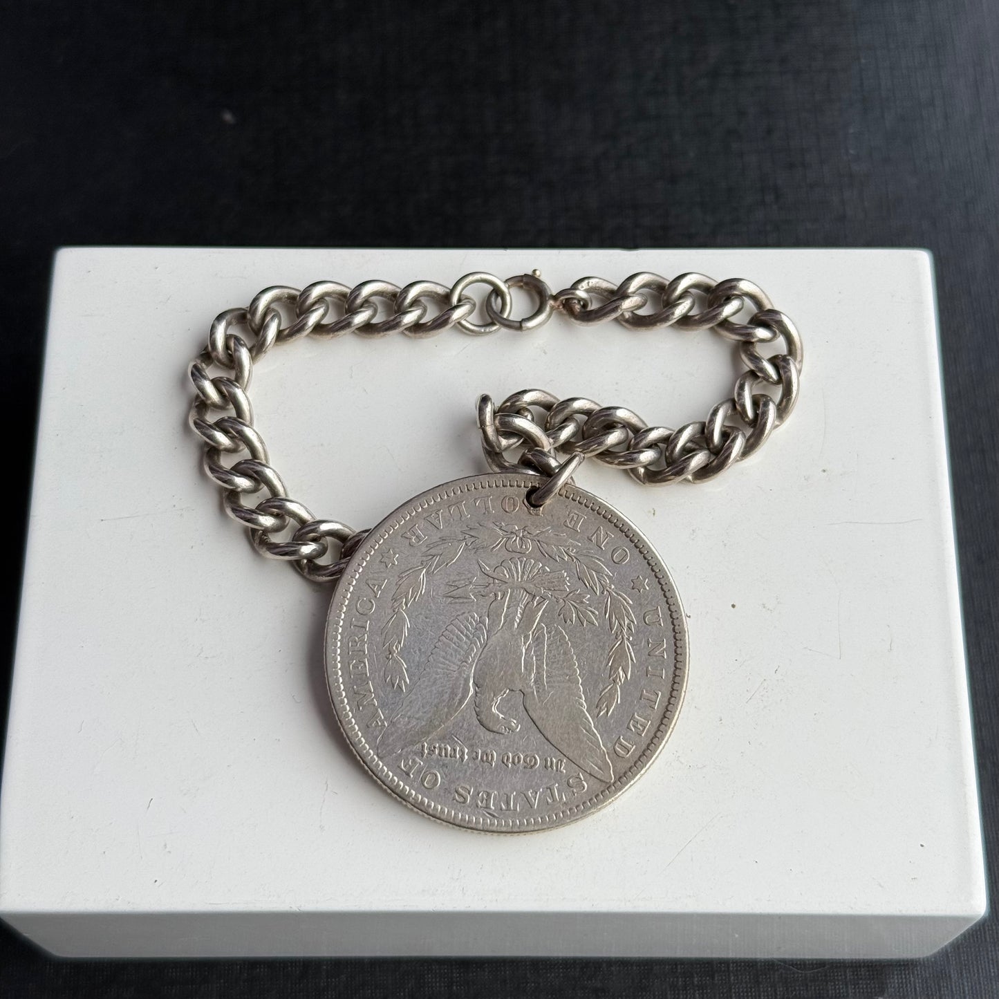 Sterling Silver Liberty One Dollar Coin Bracelet