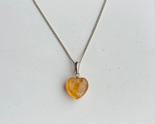 Sterling Silver Citrine Heart Necklace.