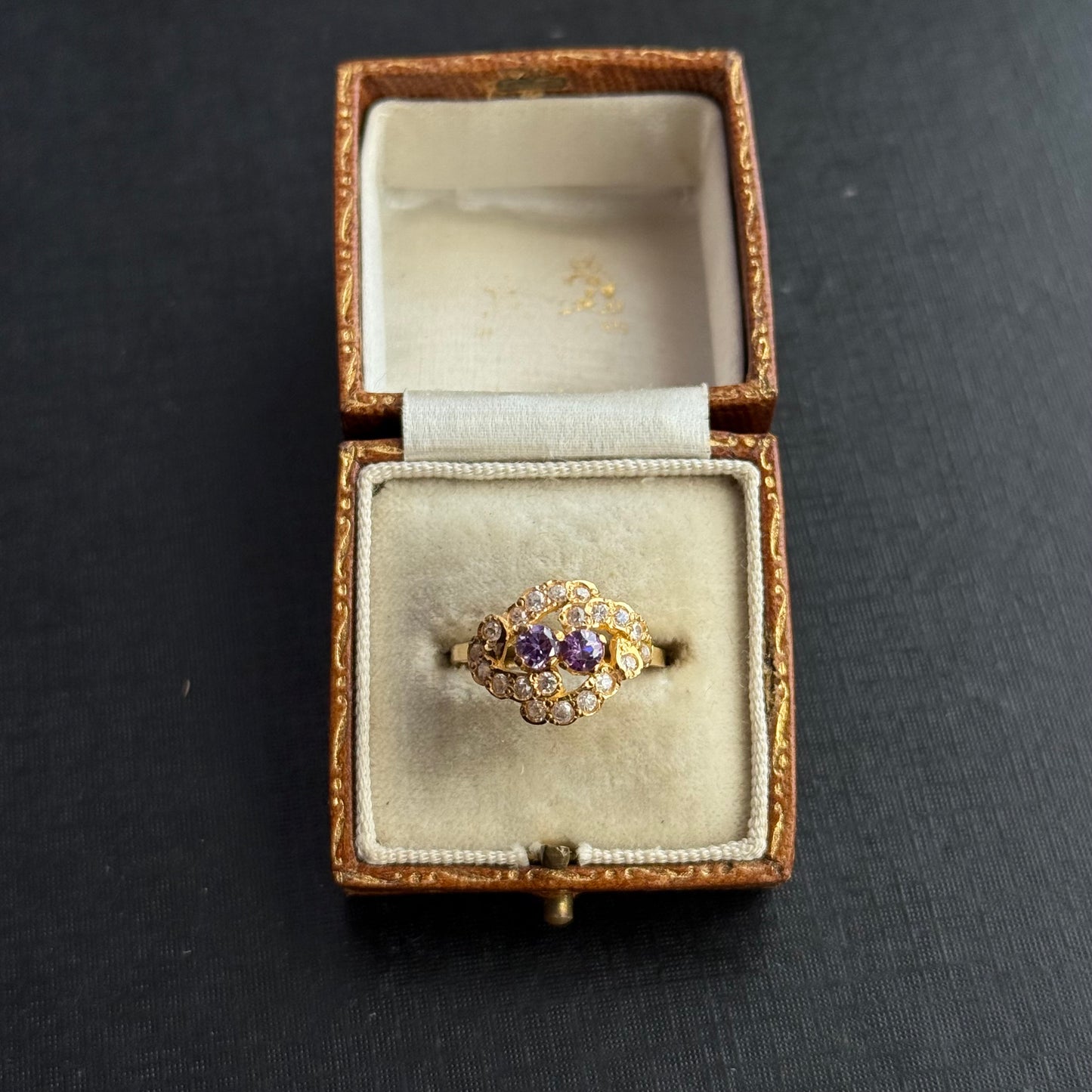 21ct Gold Amethyst and Diamond Ring