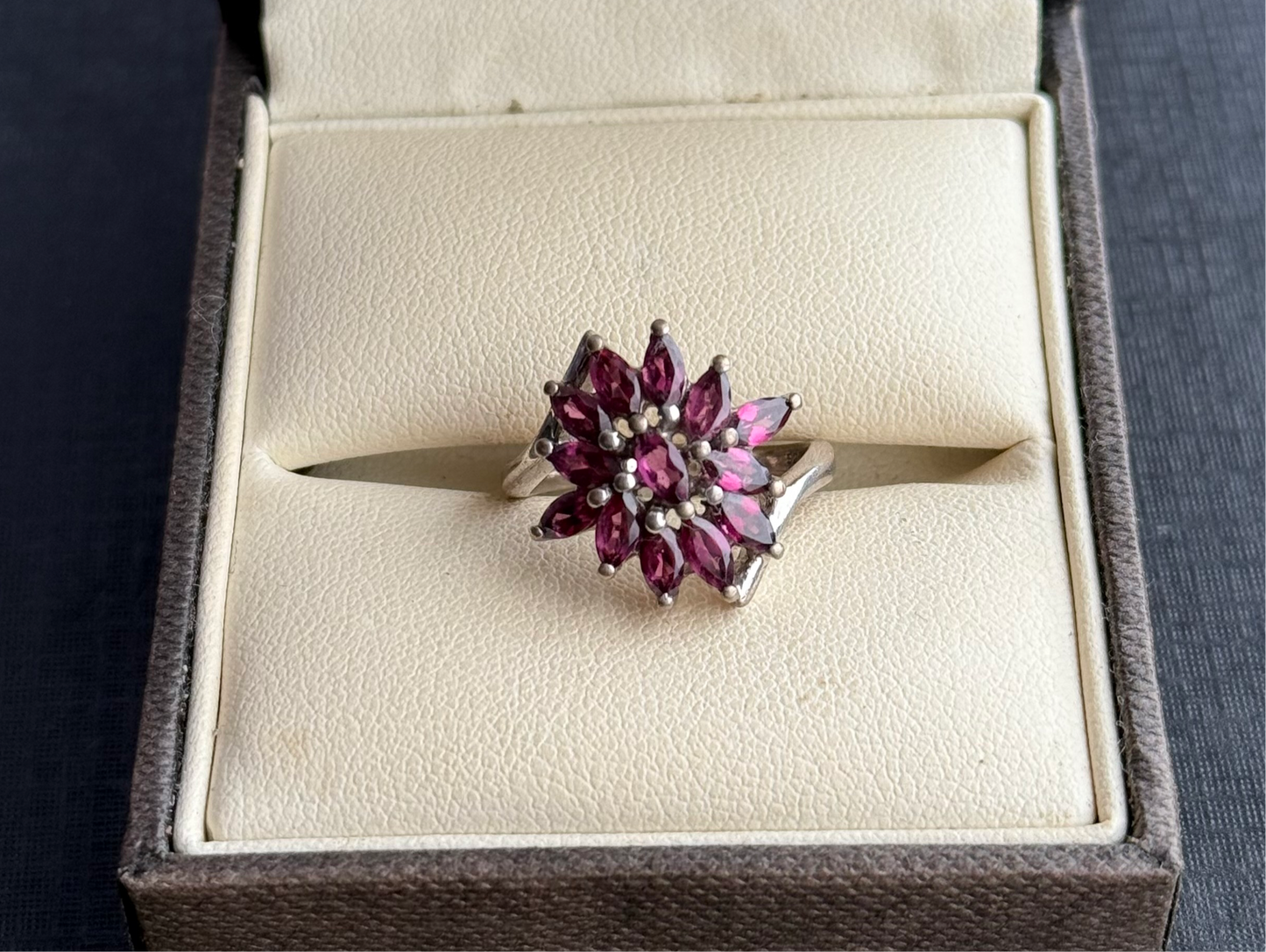 Sterling Silver Amethyst Cluster Ring.