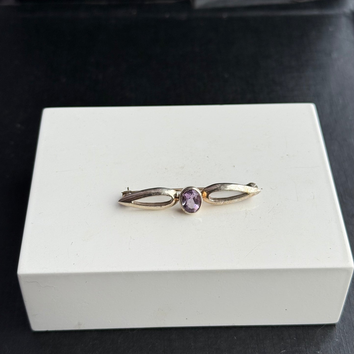 Sterling Silver Amethyst Brooch