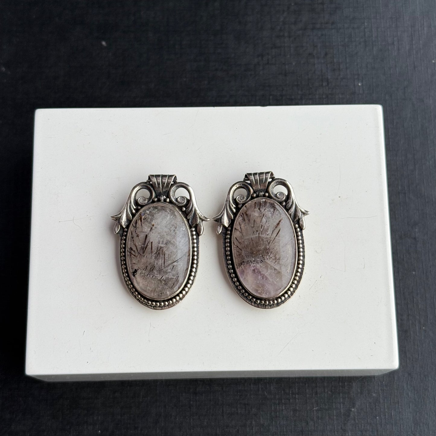 Sterling Silver Quartz Clip on Earrings