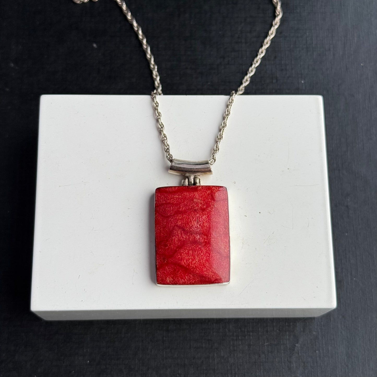 Sterling Silver Red Quartz Necklace.