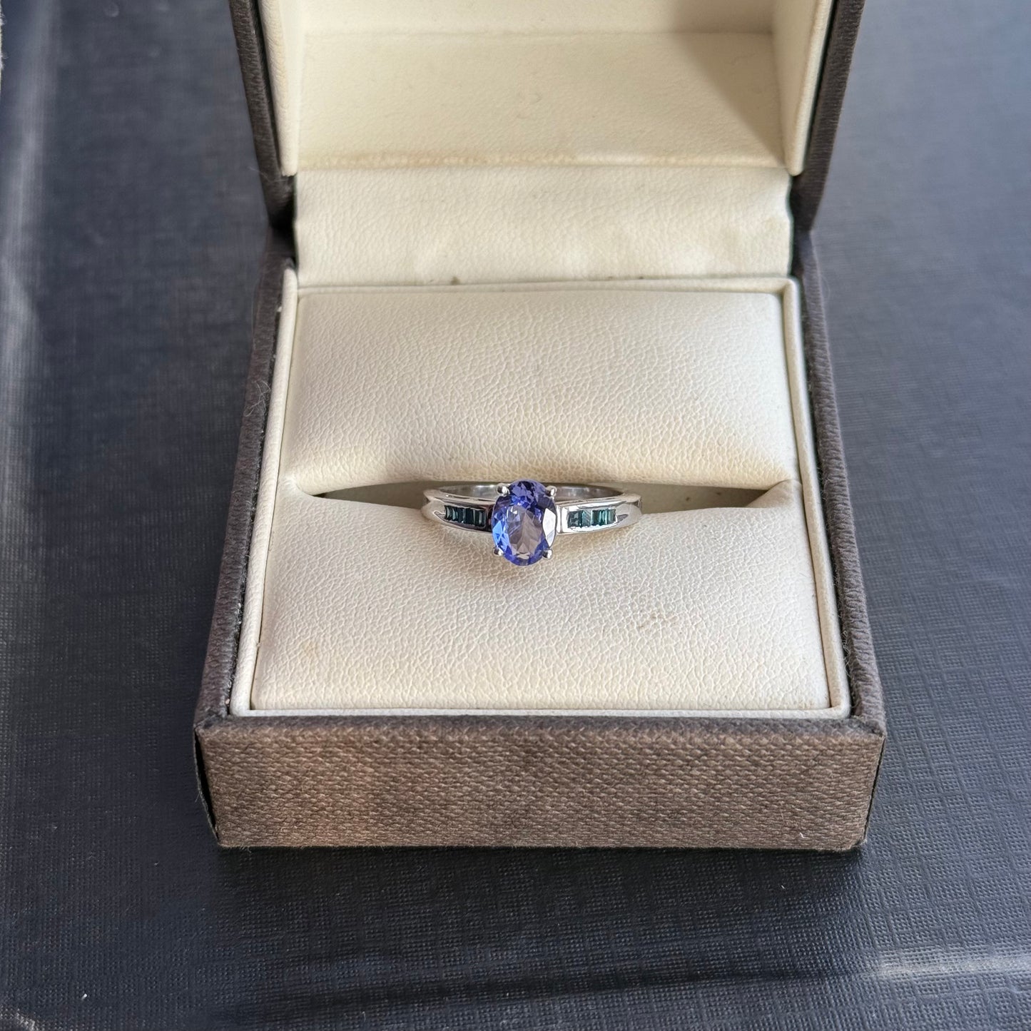 Sterling Silver Emerald and Tanzanite Ring