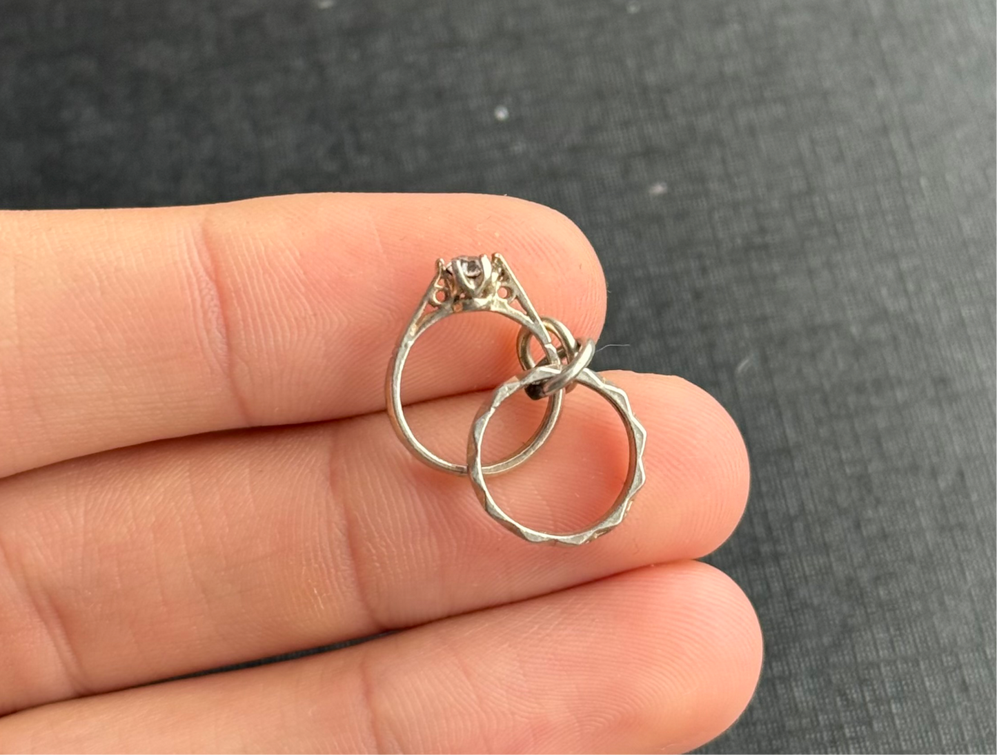 Sterling Silver Wedding Band & Ring Charm