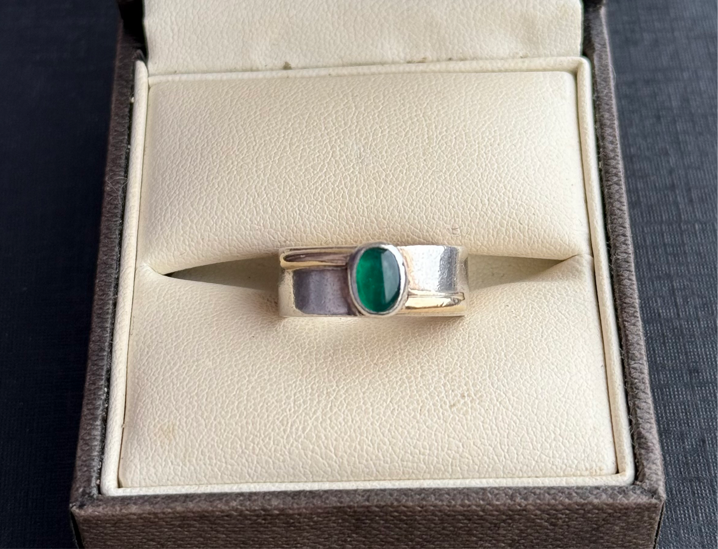 14k Gold & Sterling Silver Gold Emerald Ring.