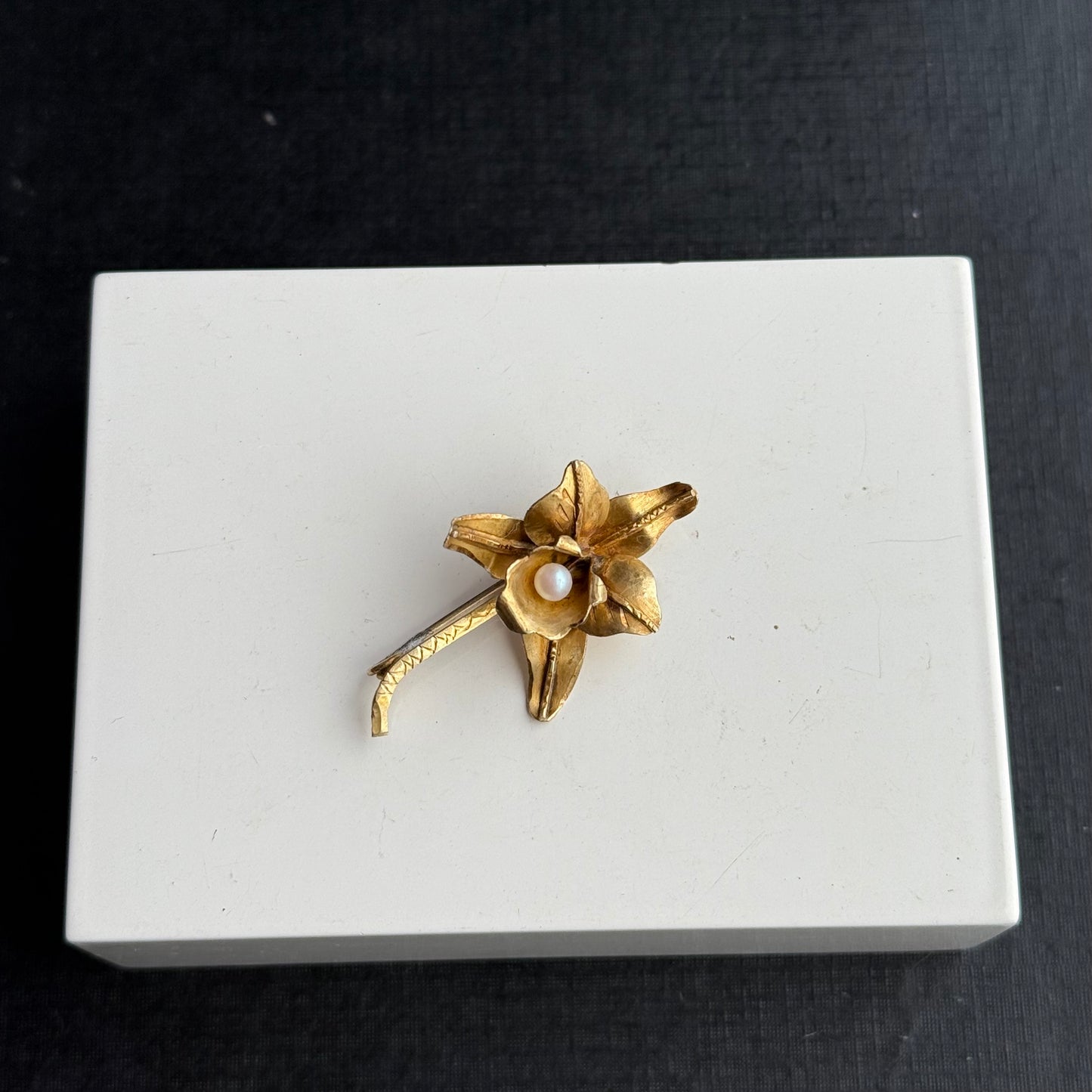 Sterling Silver Gilt Pearl Flower Brooch