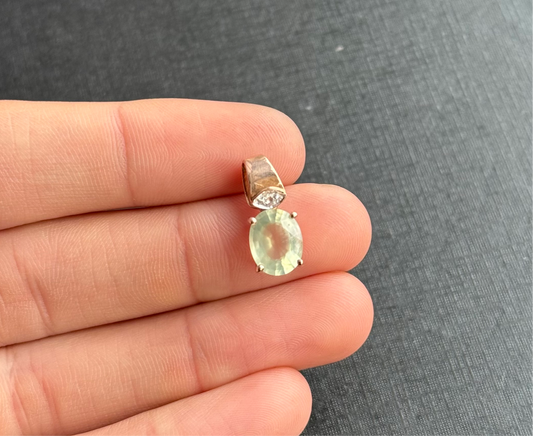 9ct Rose Gold Topaz And Diamond Pendant