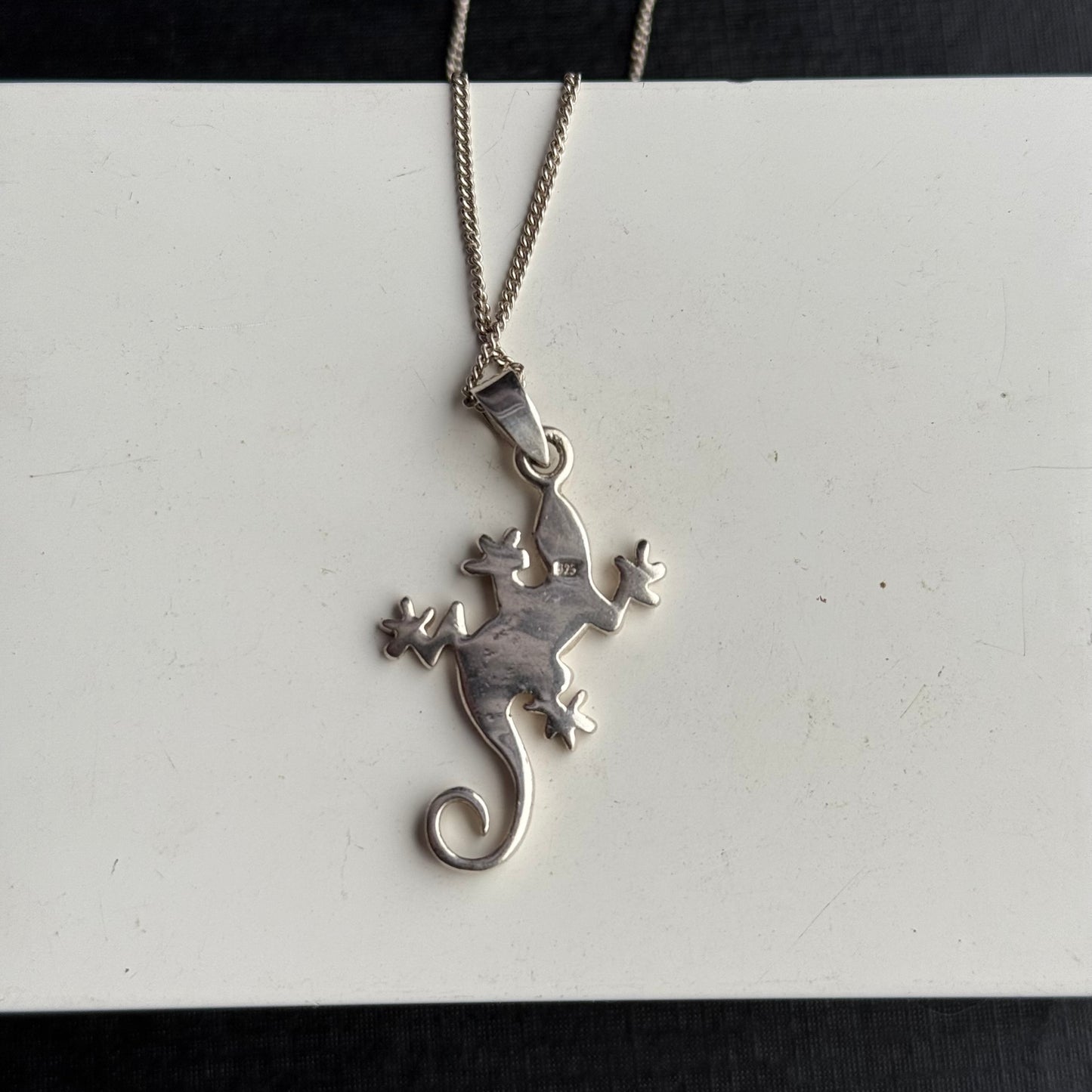 Sterling Silver Mother of Pearl Lizard Necklace