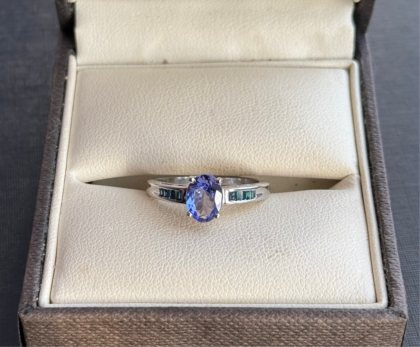 Sterling Silver Emerald and Tanzanite Ring