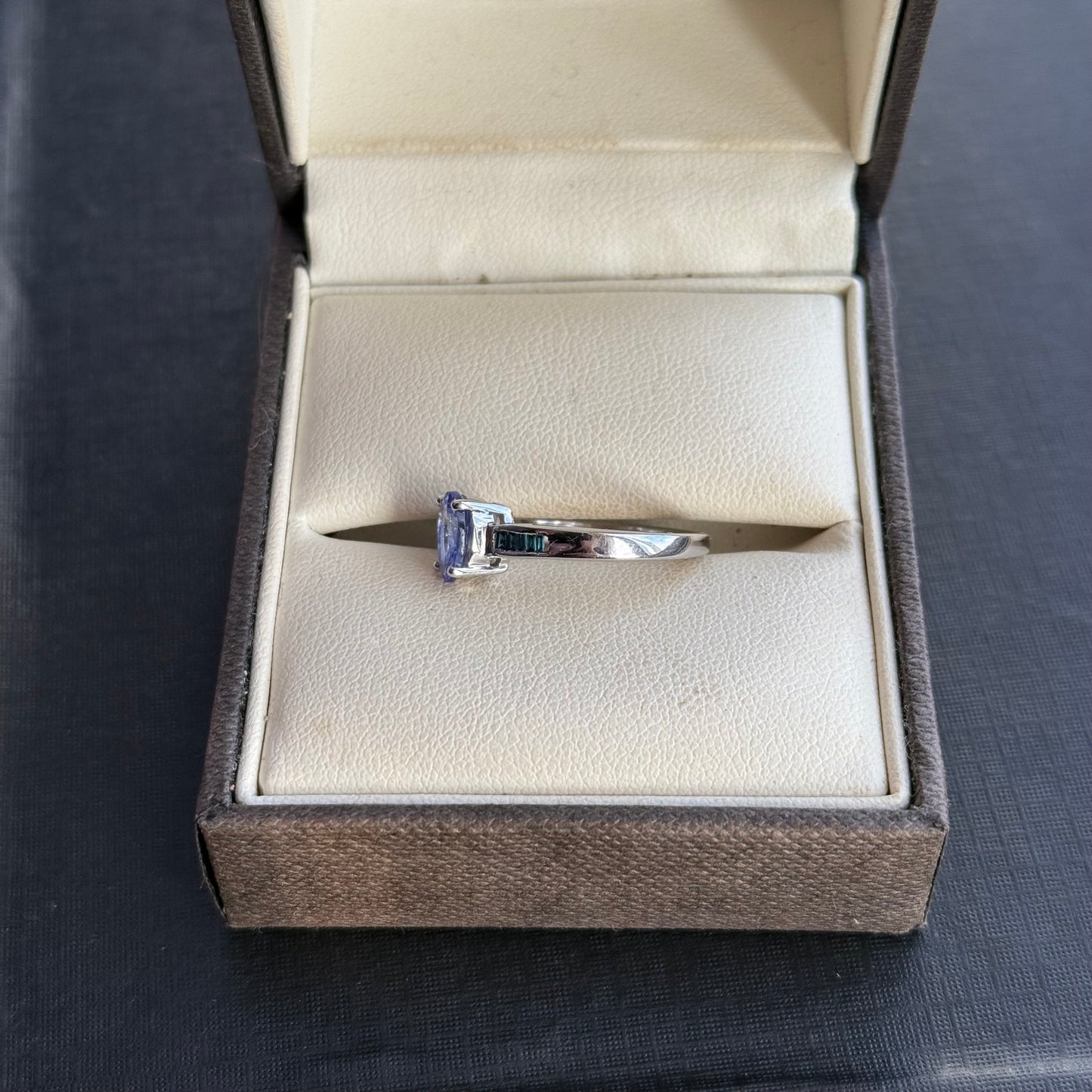 Sterling Silver Emerald and Tanzanite Ring