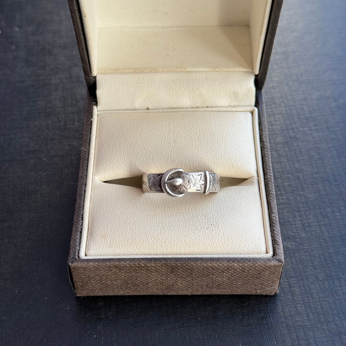 Large Victorian Sterling Silver Buckle Ring, Birmingham 1894