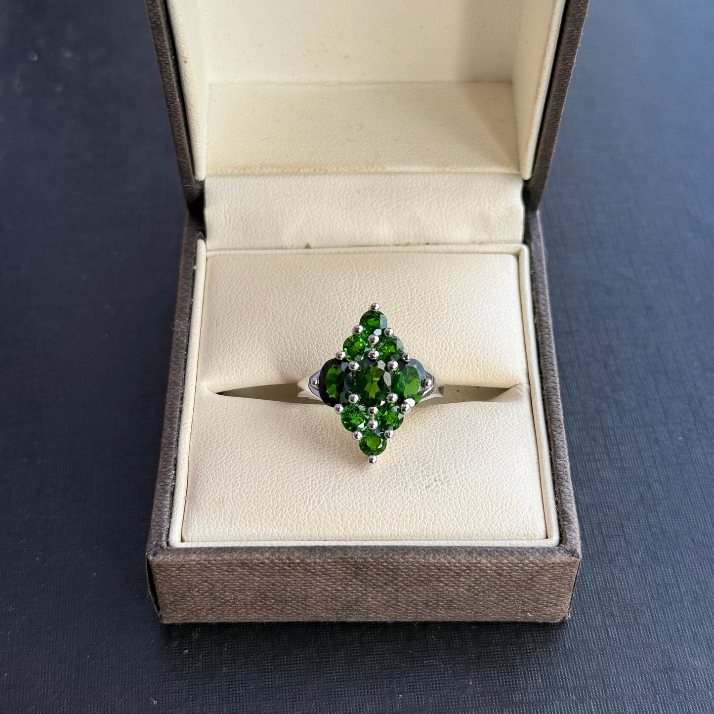 Sterling Silver Green Gem Cluster Ring