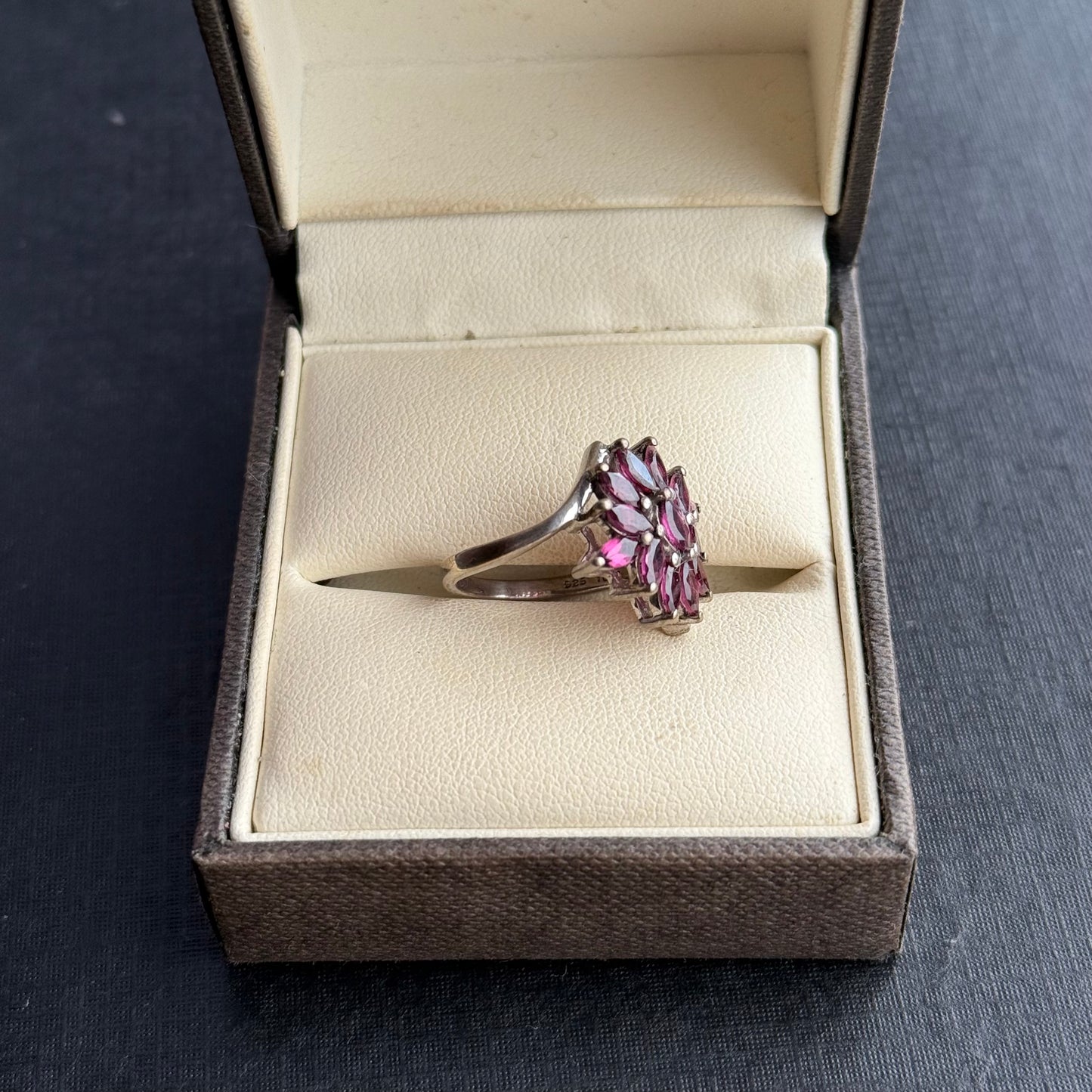 Sterling Silver Amethyst Cluster Ring.