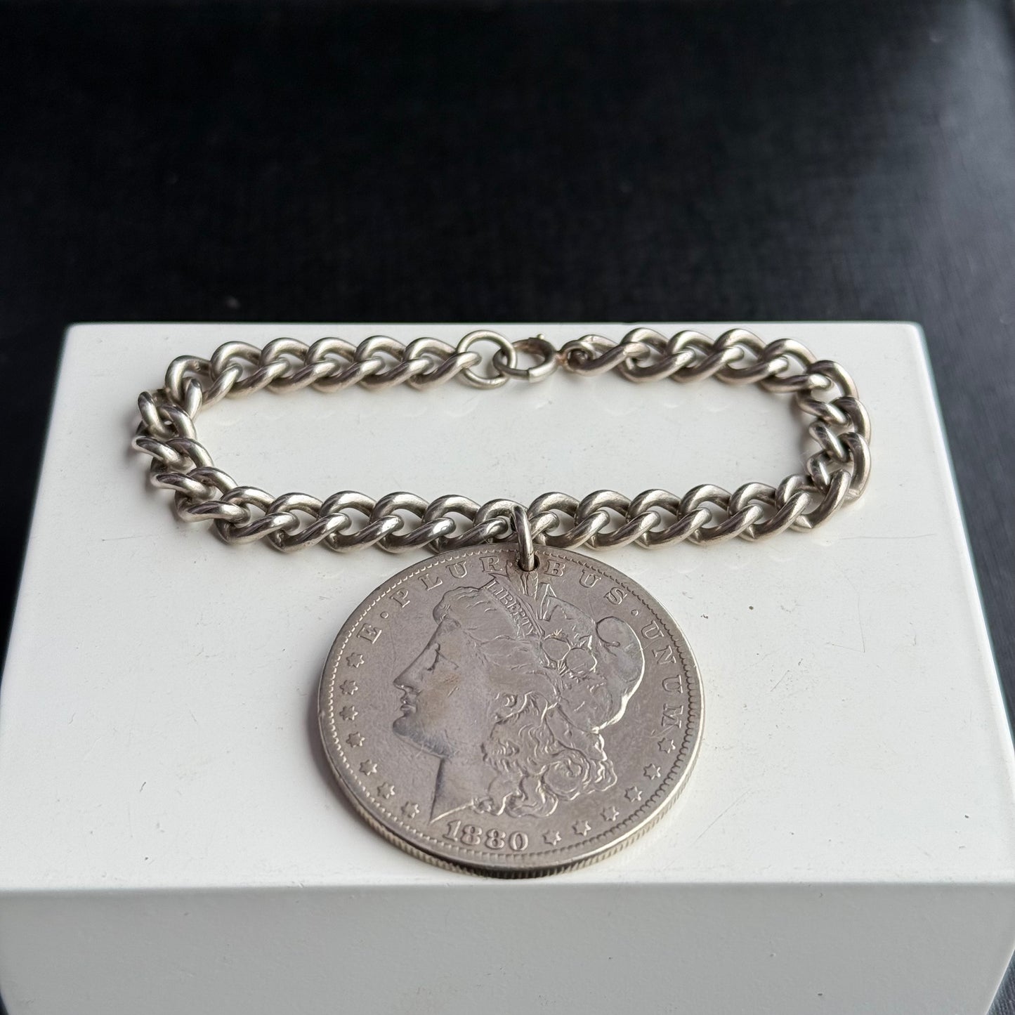 Sterling Silver Liberty One Dollar Coin Bracelet