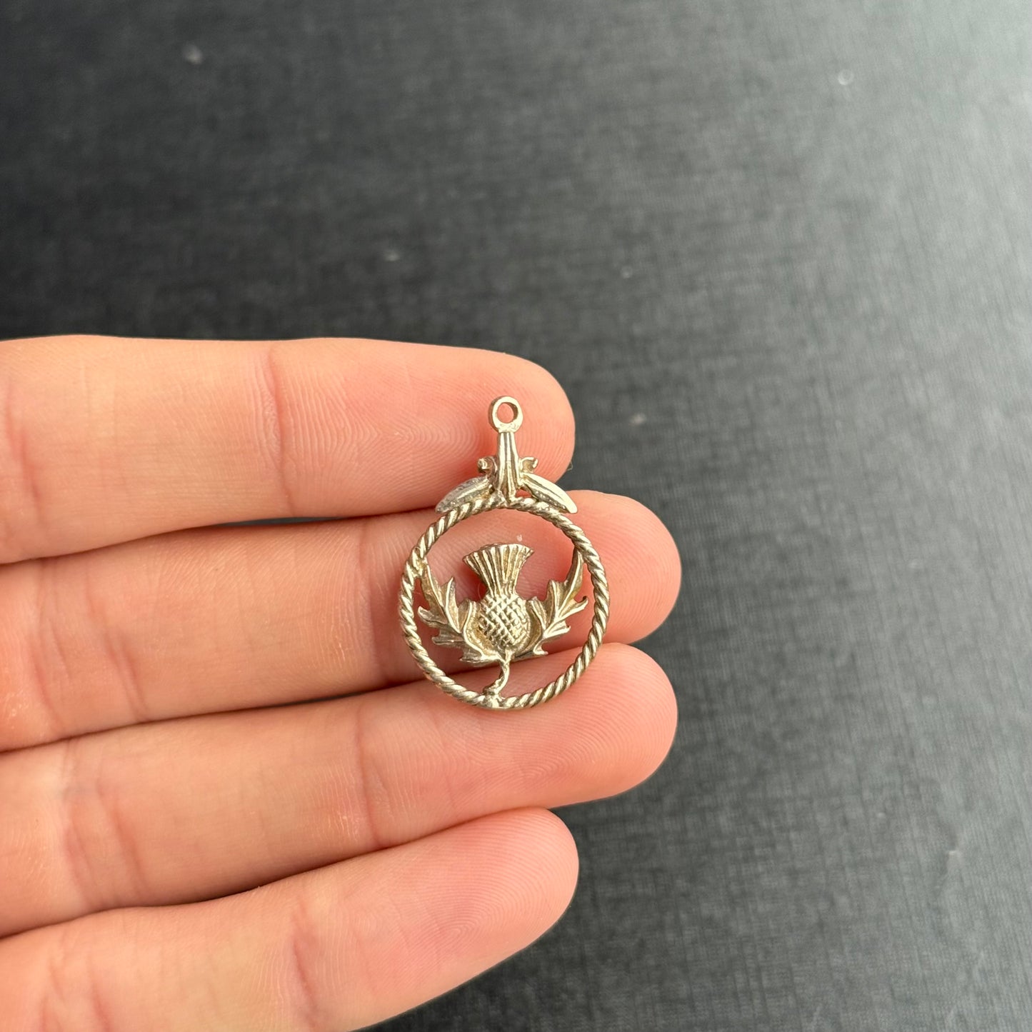 Vintage Sterling Silver Thistle Charm