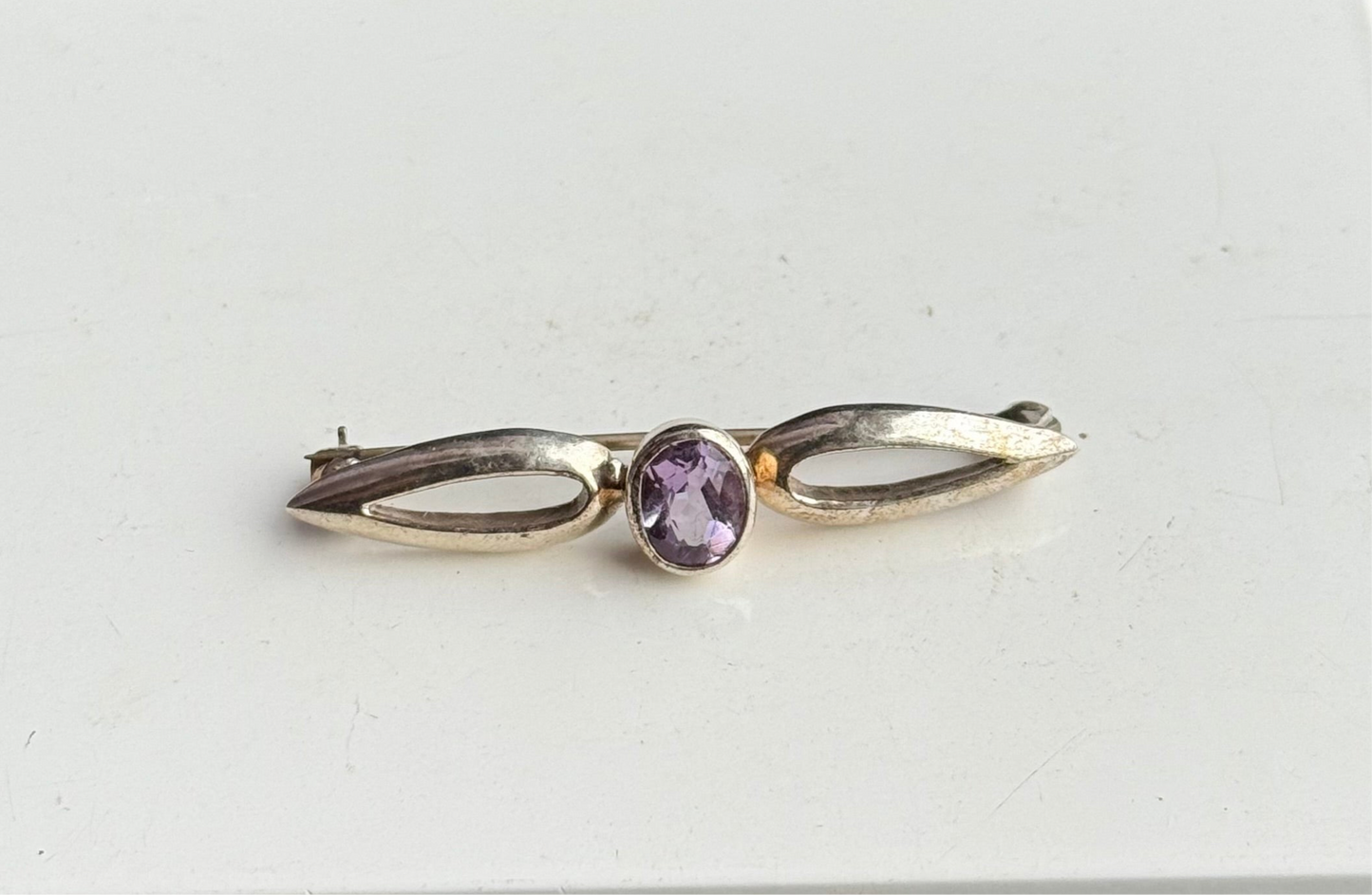 Sterling Silver Amethyst Brooch