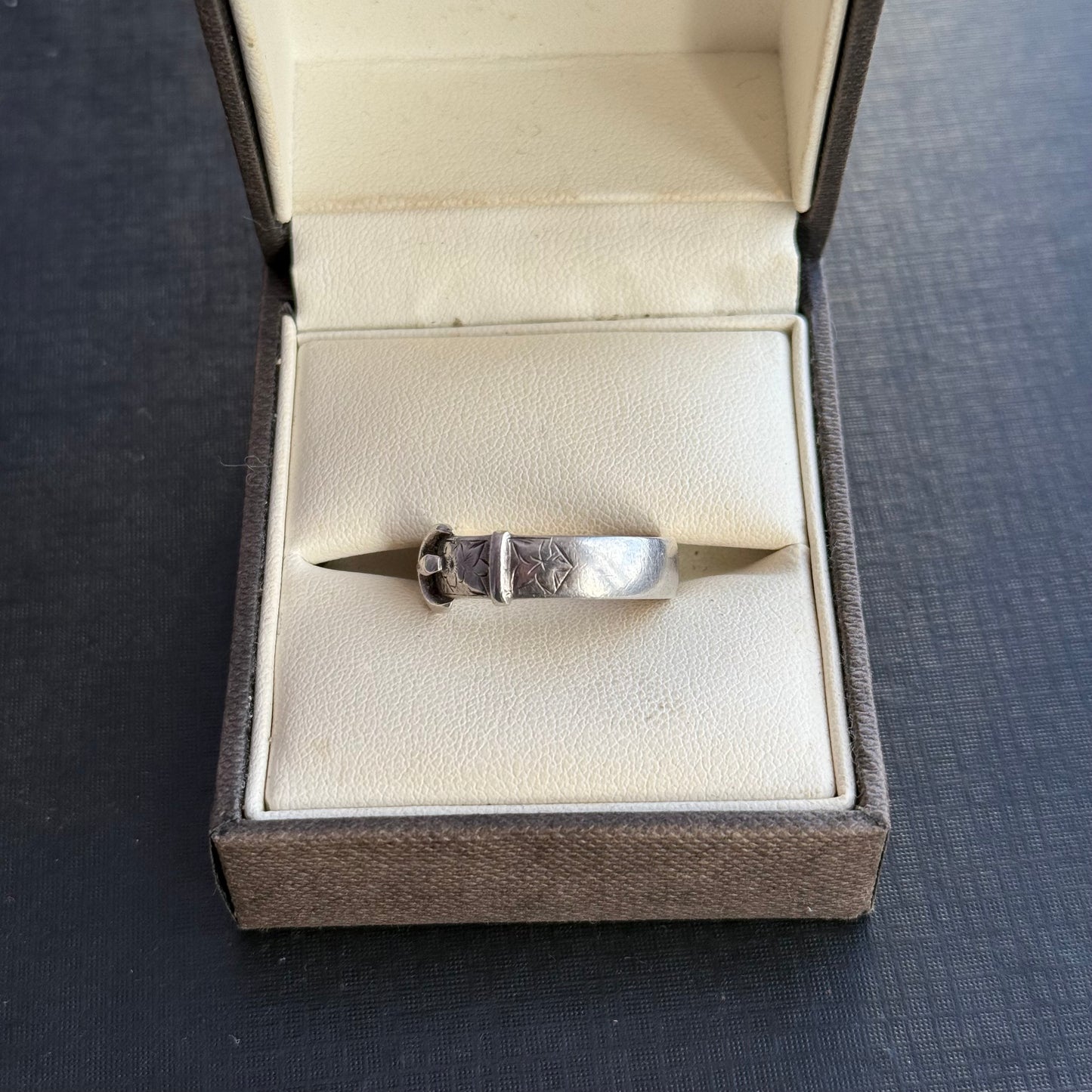 Large Victorian Sterling Silver Buckle Ring, Birmingham 1894