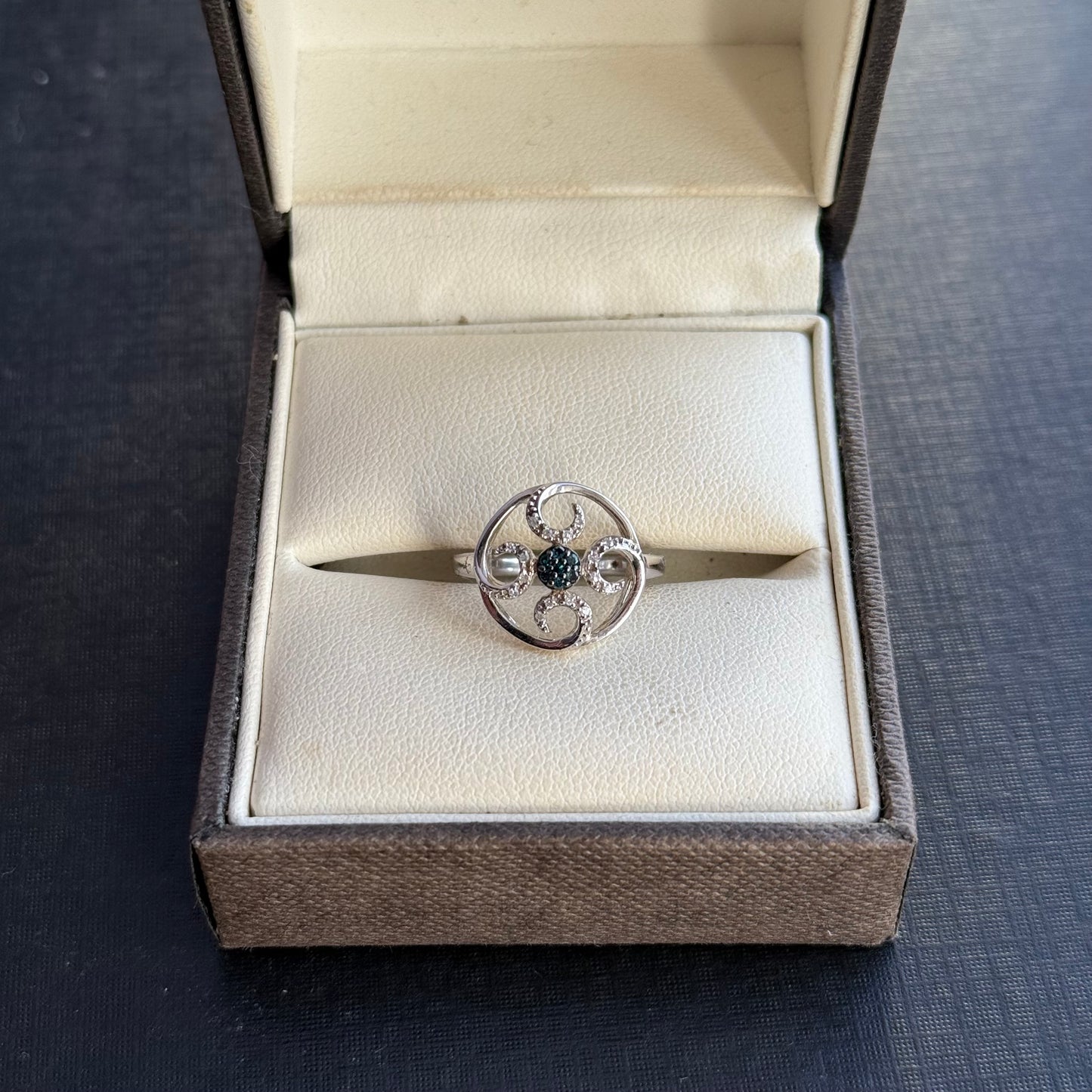 Sterling Silver Blue Diamond Ring