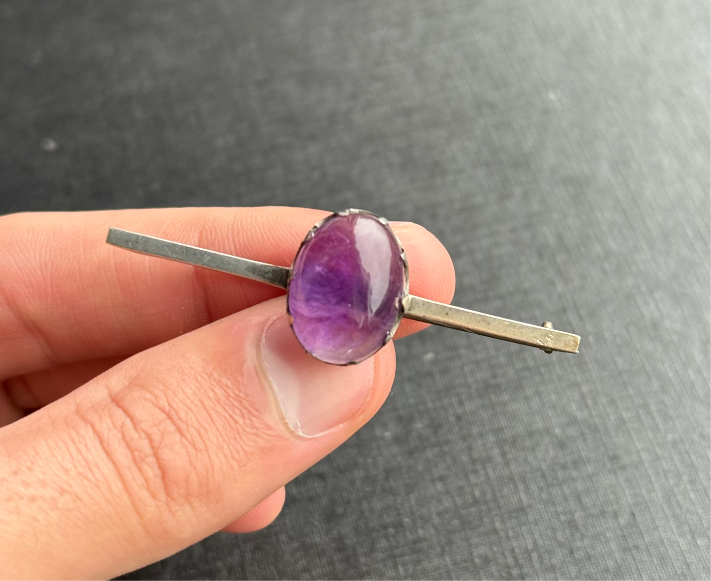 Sterling Silver Amethyst Brooch