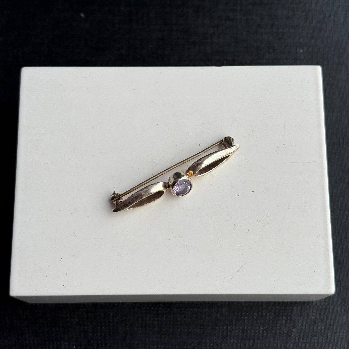 Sterling Silver Amethyst Brooch