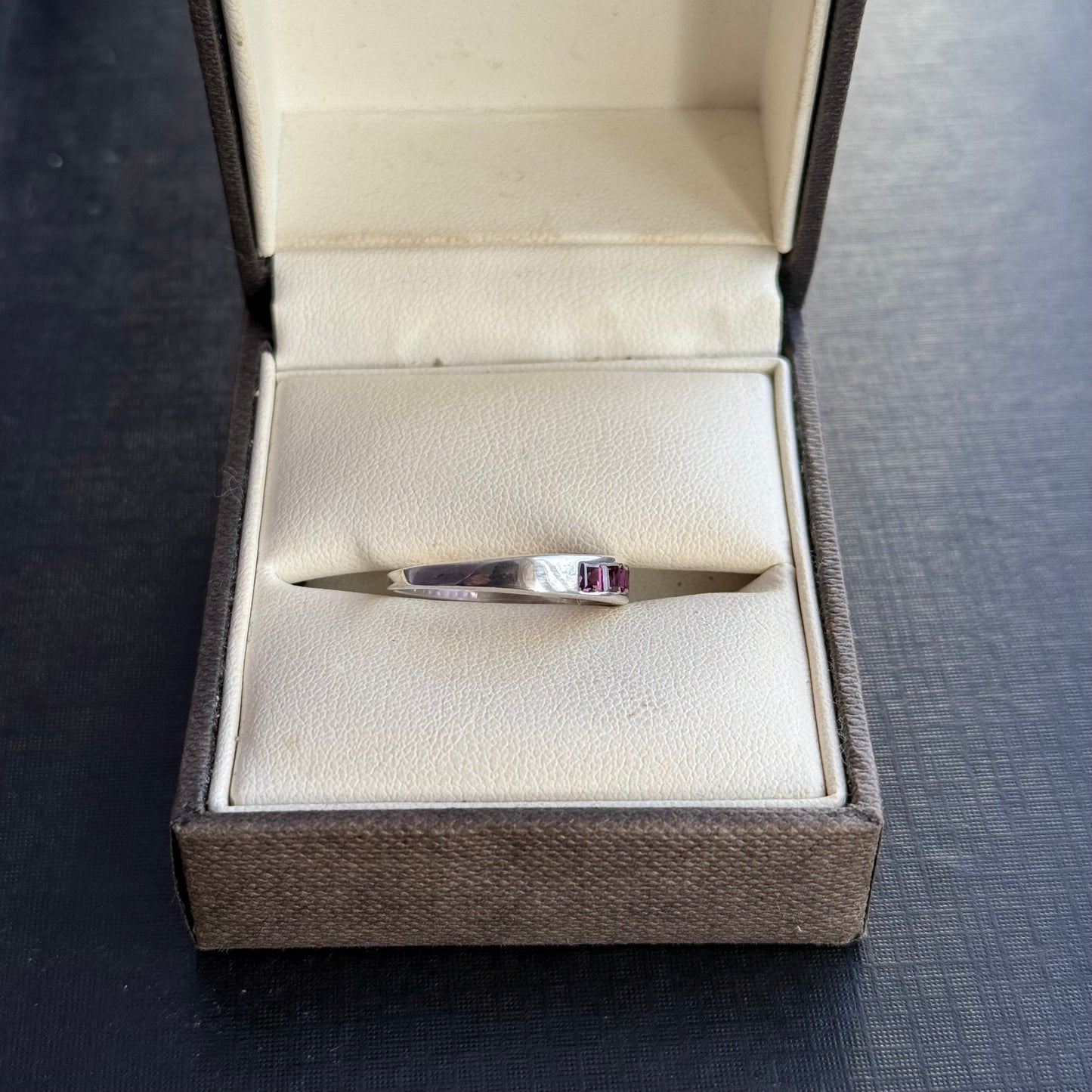 Sterling Silver Rhodolite Garnet Half Eternity Ring.