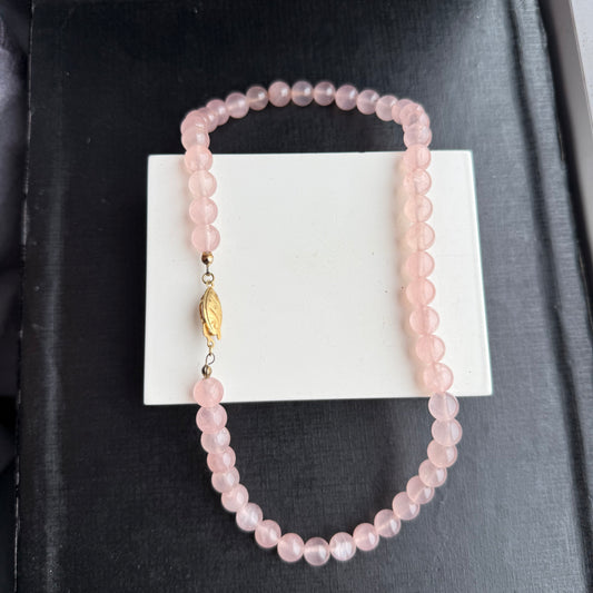 Sterling Silver Gilt Rose Quartz Necklace.