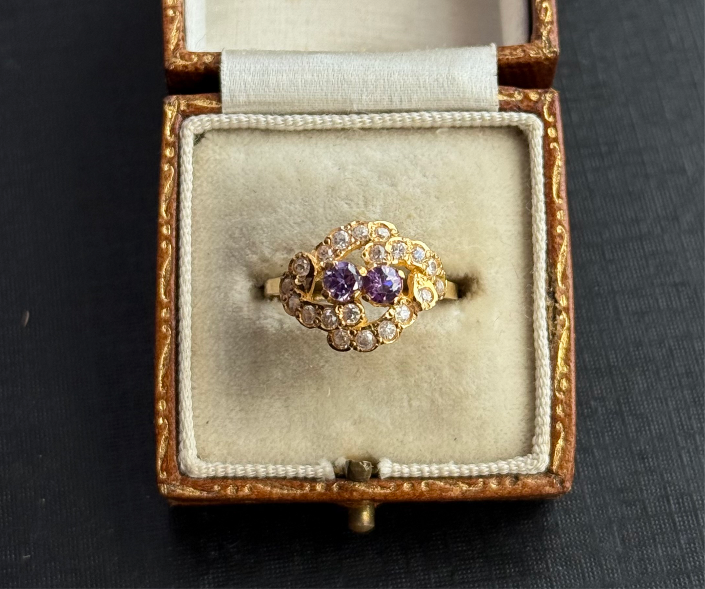 21ct Gold Amethyst and Diamond Ring